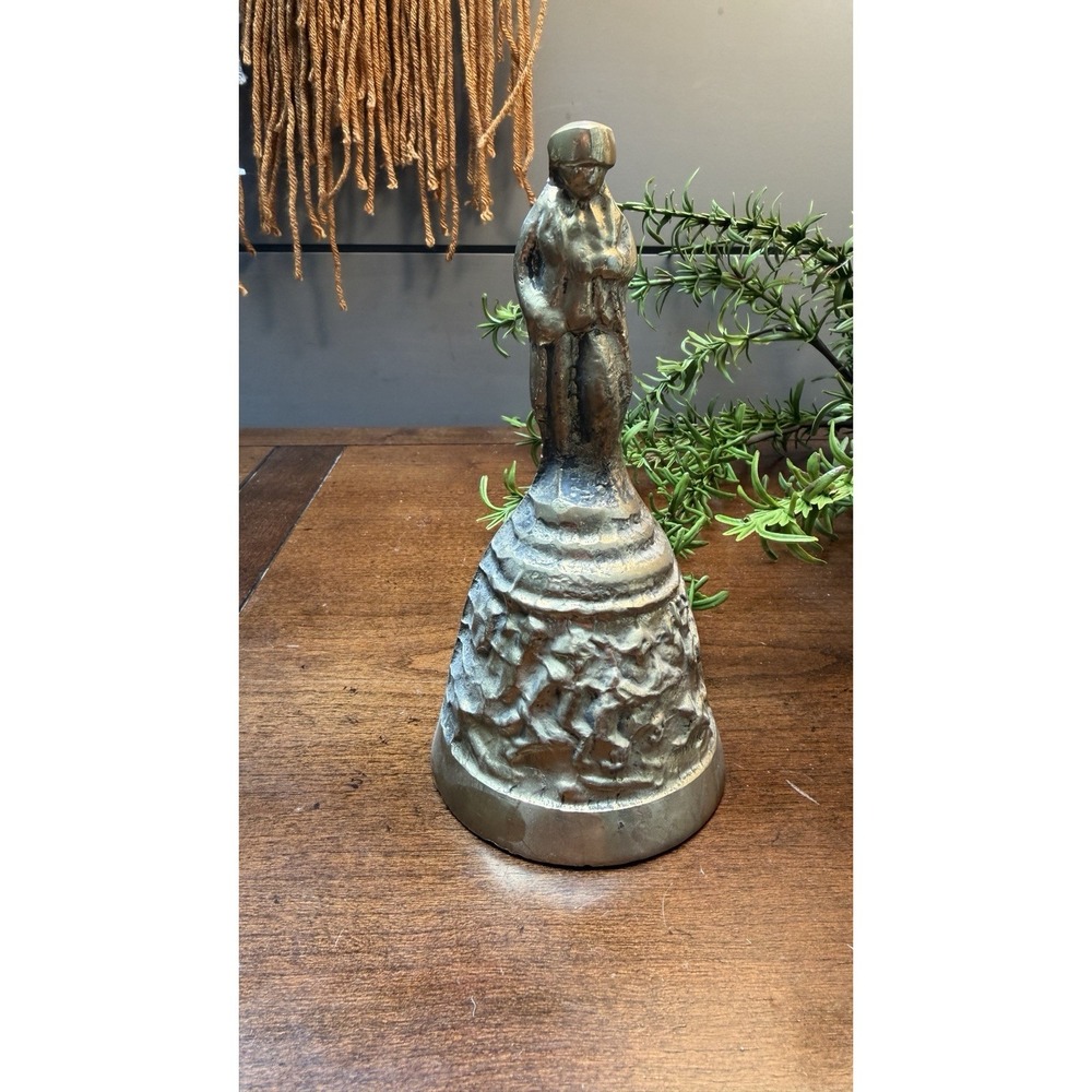 Vintage Napoleon Bonaparte Brass Hand Bell French Military Figure 6 Inch